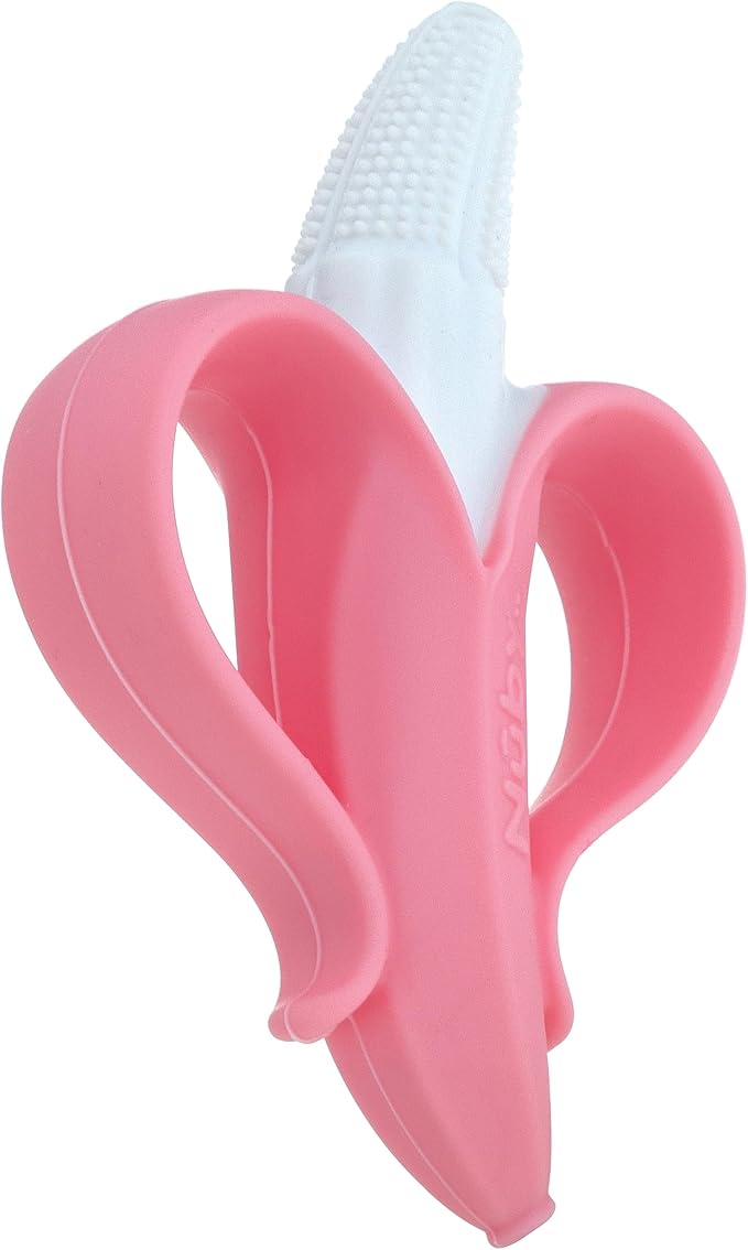 Nuby NanaNubs Banana Massaging Toothbrush - Baby Teething Toy - 3+ Months - Pink