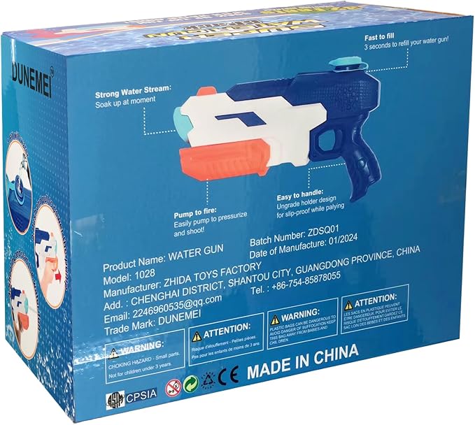 600cc Water Gun for Kids Adults:6 Pack Squirt Blasters Super Water Gun Soaker with Long Range High Capacity for Boys Girls Summer Swimming Pool Beach Outdoor Water Fighting Play Toys Party Favors