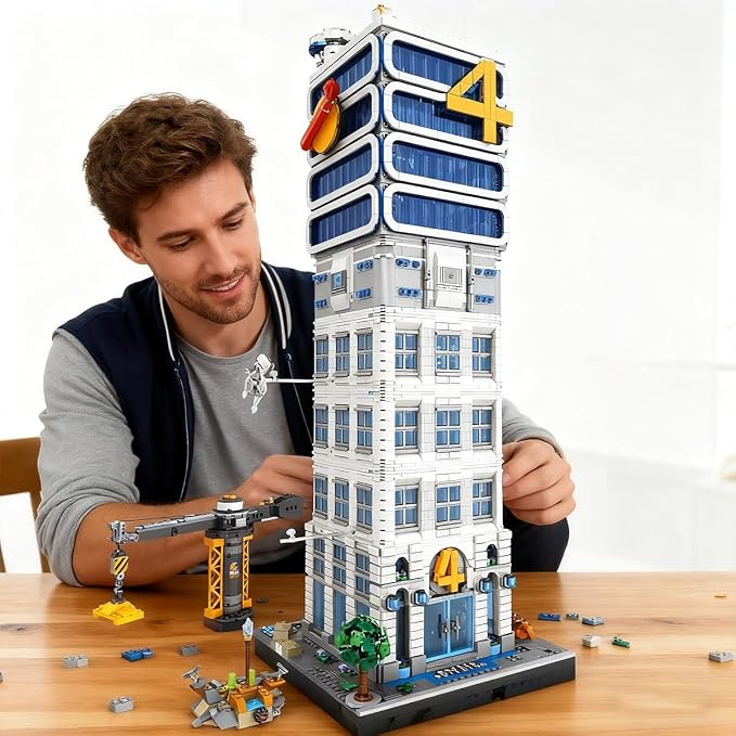 Skyscrapers Modular Building Blocks,71cm Tall Four Heroes Tower Building Architecture Set -Space Academy Collectible Display Toy with Adults, Sci-Fi MOC Construction Gift(6135pcs)