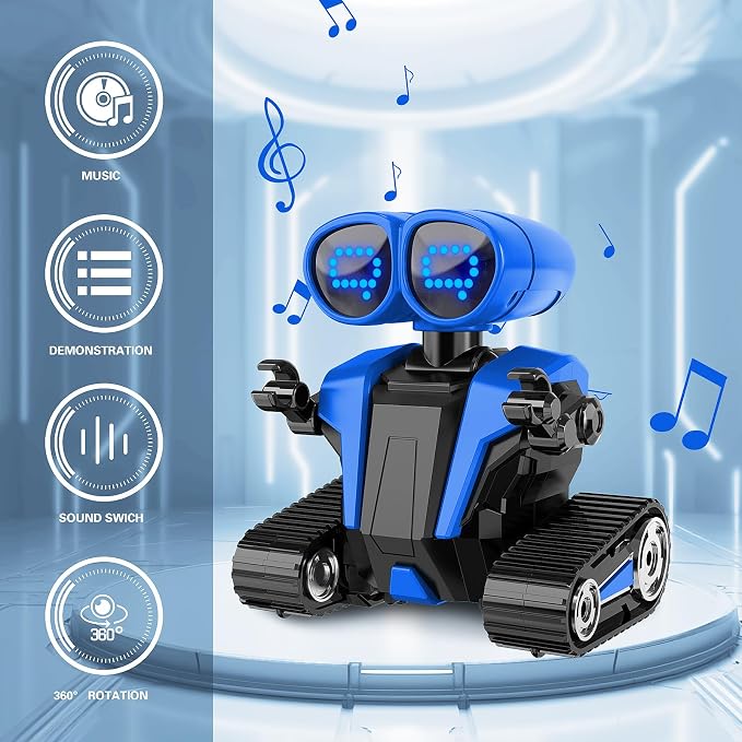 MindPal Robot Toys for Boys Girls with Auto-Demonstration Robots for Kids Remote Control Kids Robot Rechargeable with LED Eyes Smart Robot Age 3 Years and Up - Blue