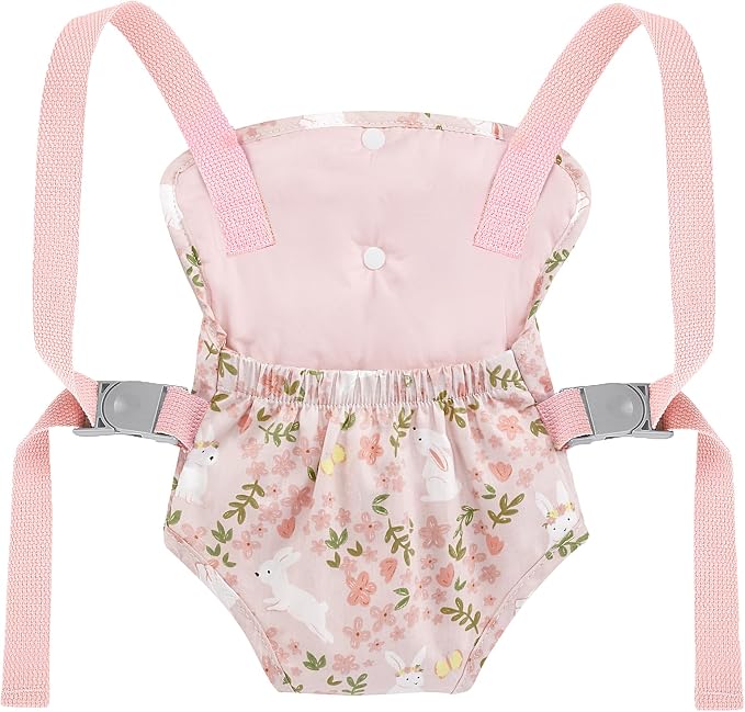 GAGAKU Doll Carrier, Reborn Baby Doll Accessories, Dolls Carrier Pretend & Role Play Toy for Kids Ages 3+ Toddlers - Pink - Rabbit Garden