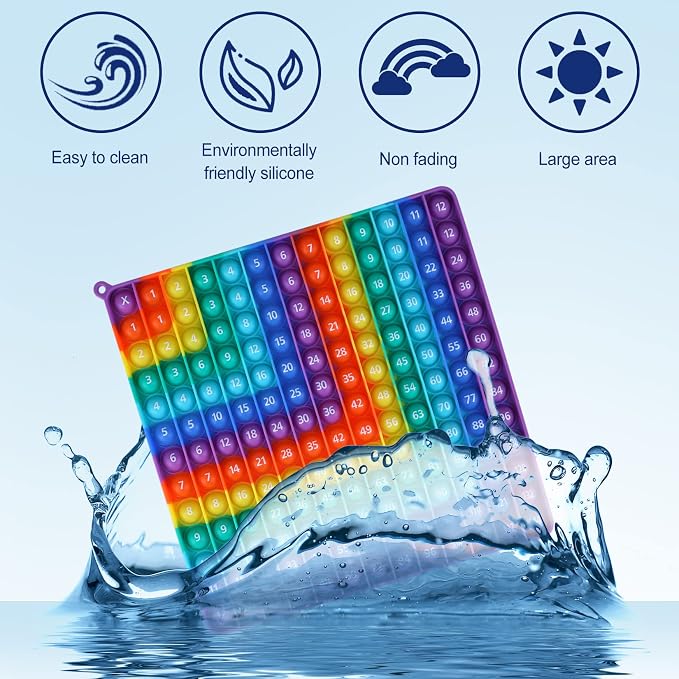 2 in 1 Multiplication Table Game and Digital Addition Table P0PP Math Toy, DK-SIMINA Rainbow Dimple Finger tip Toy, Math Manipulation Game, Create Various Math Operations (1 PCS)