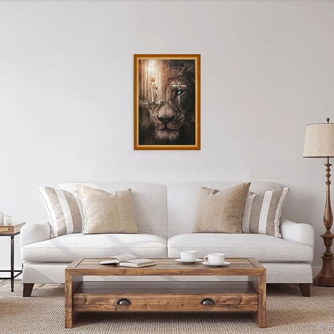 Jesus Awesome Lamb Lion and Cross On His Eye Jigsaw Puzzle 1000 Piece Wooden Puzzle Family Decorations, Unique Present Suitable for Children and Adults