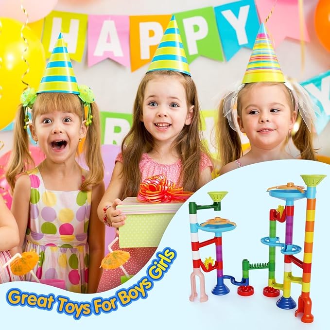 Ifollower Marble Run Kit, 110pcs Marble Maze Game Construction Building Toys for Kids, Marble Track Race Set STEM Learning Toys Gift for Boys Girls 3 4 5 6 7 8 9 10+, 8105