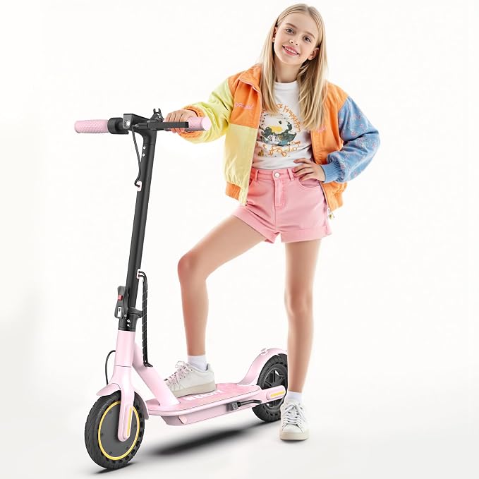 Werhy Kids Electric Scooter, 350W Motor, 19 Mph Speed & 15 Miles Range, 8.5" Solid Tires, Lightweight Foldable Scooter with Dual Braking System, Max Load 265LBS