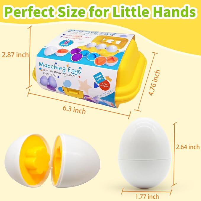 WEEJOYGAM Matching Egg Toys for Toddlers 1-3, Toddler Montessori Toys for 1 2 3 Year Old Girl Boy Birthday Gift, Learning Color Sorting Shape Sorter Puzzle Game Preschool Educational Fine Motor Skills