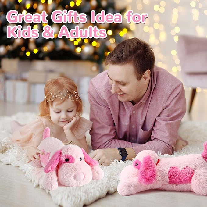 meowtastic Pink Dog Weighted Stuffed Animals - 28 Inch 5.0 Pounds Weighted Plush Dog Stuffed Animals - Large Stuffed Dog Plush - Cute Plush Toys Gifts for Kids & Adults (28" 5.0 lbs)
