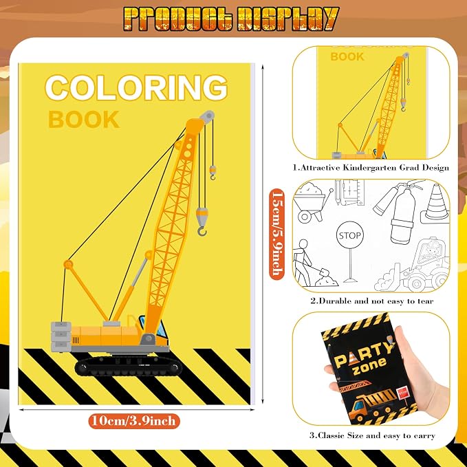 Estune 40 Pcs Construction Trucks Coloring Books Construction Party Favor Coloring Book Set Mini Small Color Booklets Goodie Bag Stuffers for Birthday Party Supplies Activity Gift