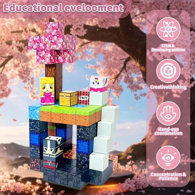 Magnetic Building Blocks 100PCS, Lava Volcano Themed Magnetic Cubes Set for Kids Ages 3+, STEM 3D Magnet Tiles Educational Construction Toys Sensory Montessori Stacking Blocks Gifts for Girls Boys