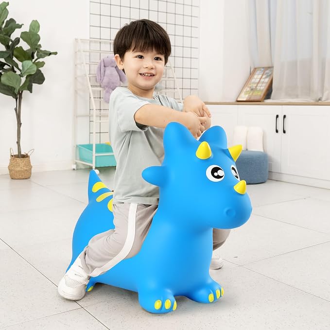 INPANY Bouncy Horse, Dinosaur Hopper Toys for Boys, Gifts Toy for Kid | Eco-Friendly PVC, Low Center Gravity, Cute Cartoon Design, Load 100 Lbs, Learn & Exercise & Active Fun, Gifts for 1-3 Kids