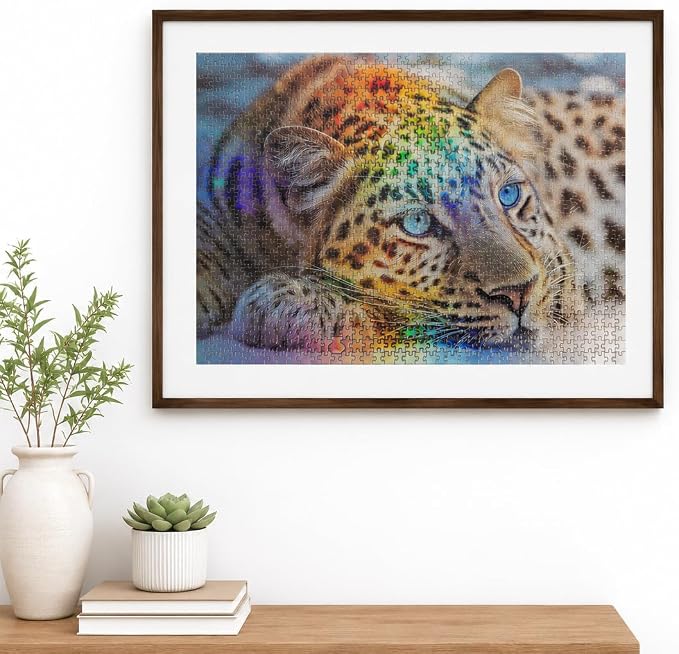 1000 Piece Puzzle for Adult, Premium Jigsaw Puzzles, Leopard Puzzle, Activities & 7 Layer Rainbow Paper, Framed Wall Art – Unique Gift for Adults & Puzzle Enthusiasts