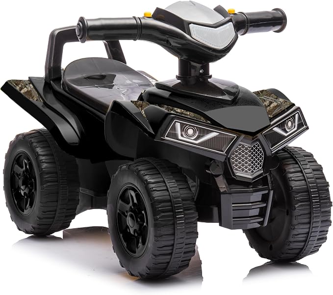 Best Ride On Cars Realtree Officially Licensed Black Quad Push Car for Toddlers 18–36 Months | Foot-to-Floor Ride-On with Horn Sounds, Under-Seat Storage & 4-Wheel Design | Safe Indoor/Outdoor Fun