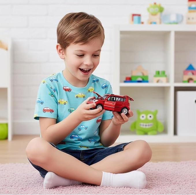 Toy Cars Diecast Car Models Soul Hatchback Model Cars,Pull Back Cars,Boxy Car Toy with Sound and Light for 3+ Year Old Boys(Red)