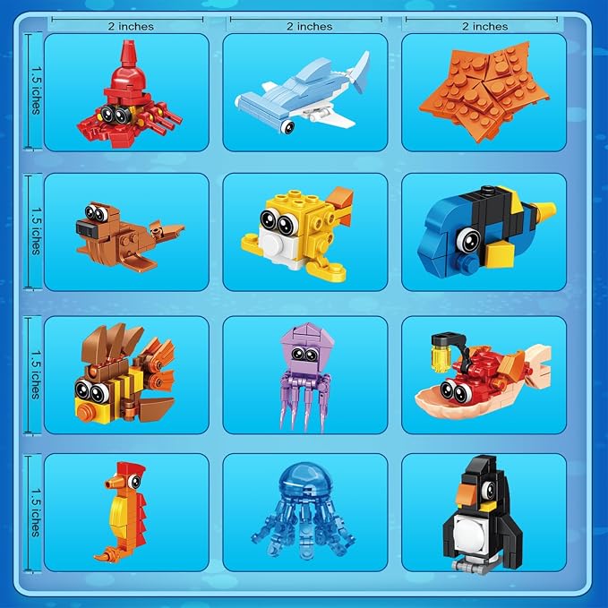 BRICHBROW 24 Pack Animal Building Blocks - Educational STEM Party Favors for Kids Ages 6-12, Mini Construction Sets for Birthday Parties, Classroom Prizes, Goodie Bags & Creative Play