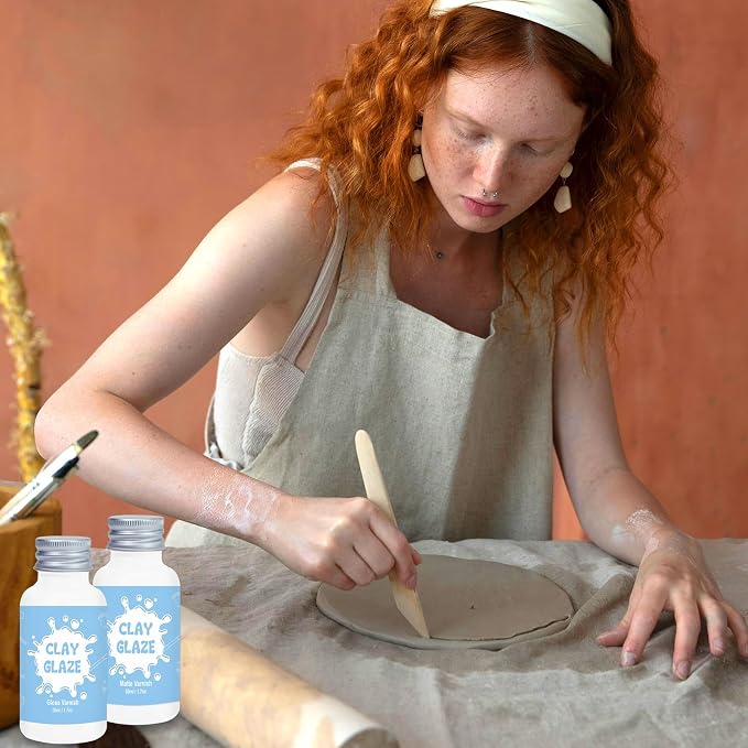 50ml Air Dry Clay Varnish,Air Dry Clay Sealant for Airdry Clay,Air Dry Clay Glaze Can Not Only Used to Prevent Clay Cracking, Scratches, and Wear,It Can Also Having a Glossy Glaze Effect (Gloss)