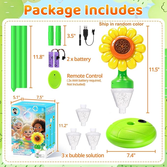 Bubble Machine Toys for Kids: Remote Control Bubble Blower Torch with Light Music, Rechargeable Adjustable Height Bubbles Wand Boys Girls Outdoor Toys for Wedding Summer Camping Backyard Party Easter