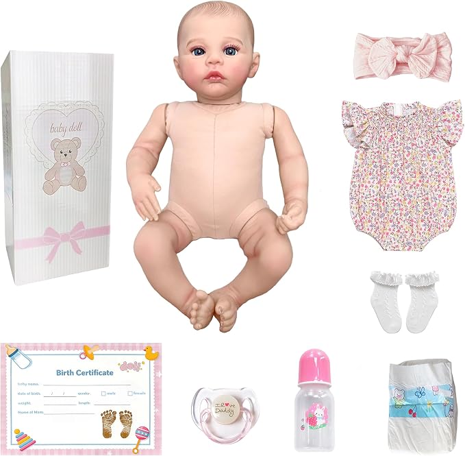 FOCKOF Realistic Reborn Baby Dolls - 18 Inch Real Life Baby Doll Girl Lifelike with Accessories for 3+ Years Old (Pink)