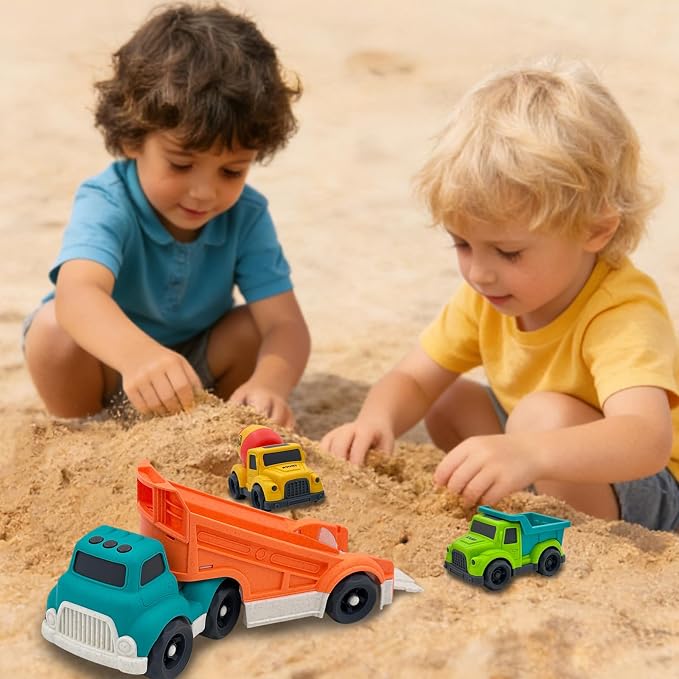 Aigitoy 3 in 1 Toddlers Truck Toys for 1 2 3 4 Year Old, Truck Set Includes Dump Truck, Mixer Cement, No BPA, Phthalates, PVC, Birthday Xmas Gifts for Toddlers,Outdoor Toys for Kids