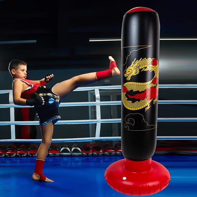 Onirii Kids Inflatable Punching Bag | Large Stable Kids Inflatable Boxing Bag Toy Set with Gloves for Boys & Girls Age 3-12 for Taekwondo,MMA and Practicing Karate