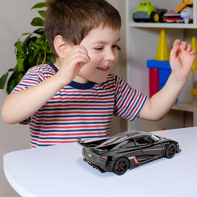 1:32 Scale Car Model Compatible for Collectible ONE1 Toy Vehicle, Zinc Alloy Pull Back Toy Car with Sound and Light for Kids Adults, Birthday Gift Black