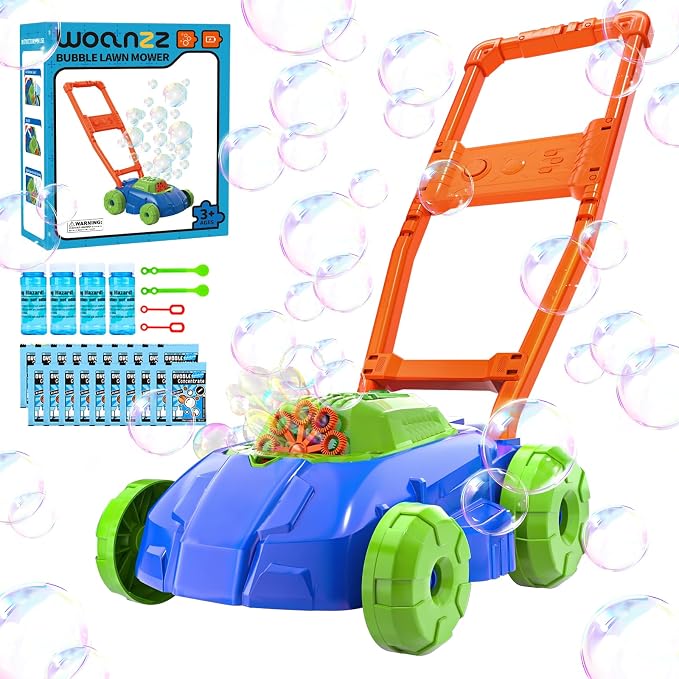 Bubble Lawn Mower for Toddlers 1-3, Automatic Bubble Blowing Machine Pretend Summer Gardening Play Bubble Toys for Age 1 2 3 Year Old Boys Girls Indoor Outdoor Use,Green