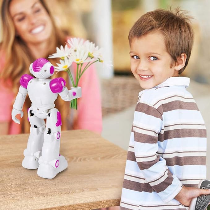 KingsDragon RC Robot Toys for Kids, Gesture & Sensing Programmable Remote Control Smart Robot for Age 3 4 5 6 7 8 Year Old Boys Girls Birthday Gift Present,Rose