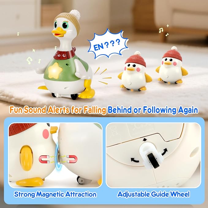 KETIEE Baby Toys 6-12 Months Musical Dancing Duck Set | Tummy Time Crawling Toy with Lights and Sounds, 3 Interactive Ducks for Sensory Development, Gift for 1-3 Year Old Boy Girl