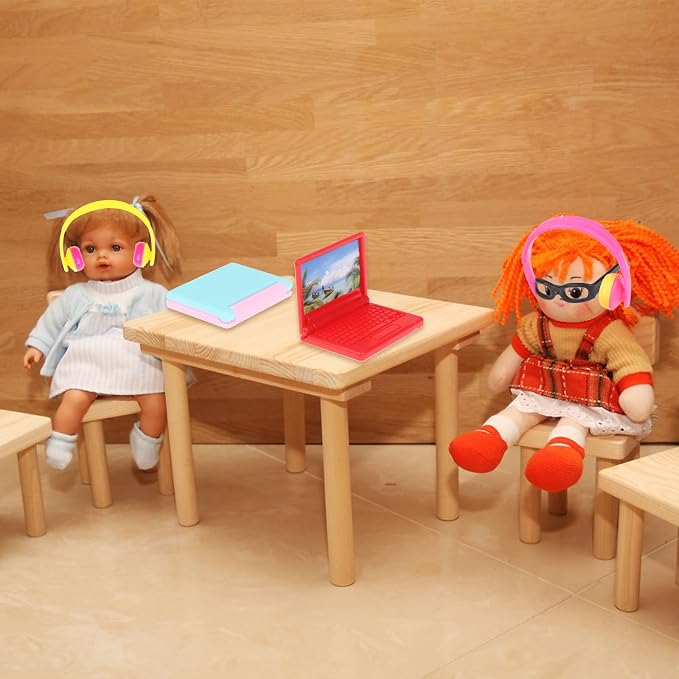 30 Pcs Doll Dollhouse Accessories 1/12 Scale Dollhouse Phone Laptop Computer Headset Glasses Miniature Simulator Accessories Mini Scene Simulation Miniatures Playset