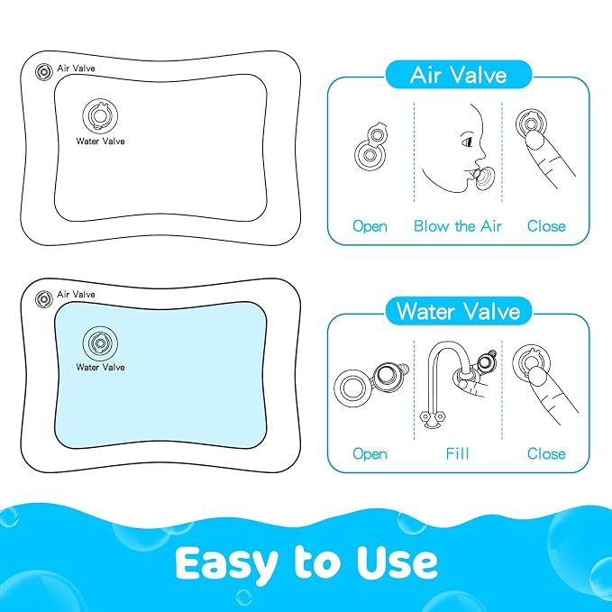Yeeeasy Tummy Time Water Mat丨Inflatable Tummy Time Water Play Mat for Babies, Infants and Toddlers 3 to 24 Months Promote Development Toys Baby Toys essentials and Gifts