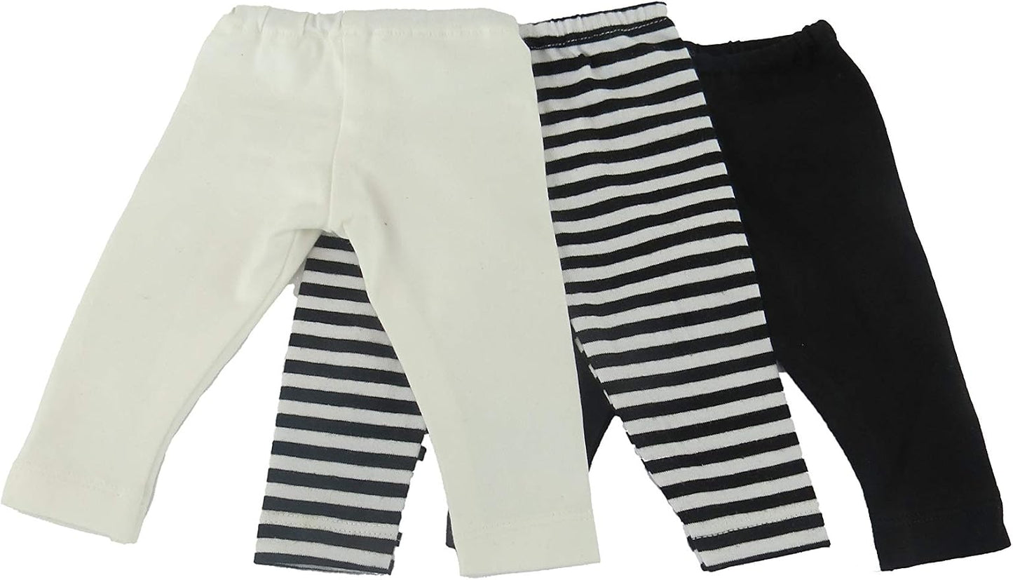 American Fashion World Black, White, and Striped Legging Set for 18-Inch Dolls | Premium Quality & Trendy Design | Dolls Clothes | Outfit Fashions for Dolls for Popular Brands