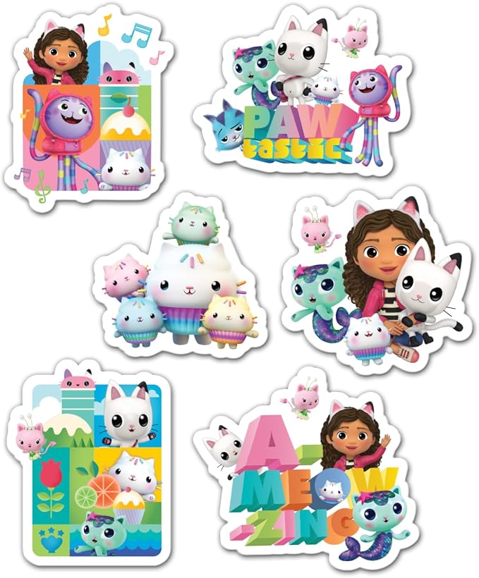 Paper Projects 01.70.22.036 Gabby's Dollhouse Mega Pack | Three Types of Stickers (Around 150 Total) | Reusable on Non-Porous Surfaces, 35cm x 23cm