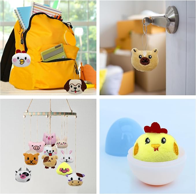 40 PCS Mini Farm Animal Plush Toys Set Cute Small Animal Stuffed Keychain for Party Favors Keychain Ornament for Goody Bag Easter Egg Stuffers Carnival Birthday Party Classroom Prizes 20 Styles