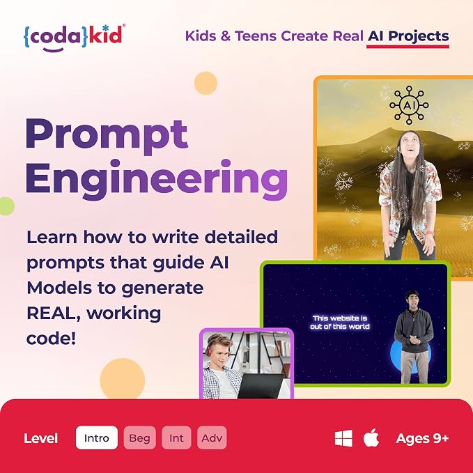 CodaKid AI Coding Courses – Award-Winning STEM Program for Kids & Teens - Learn Artificial Intelligence, Game Design, and Computer Programming with Fun Hands-On Projects and Live Online Mentoring
