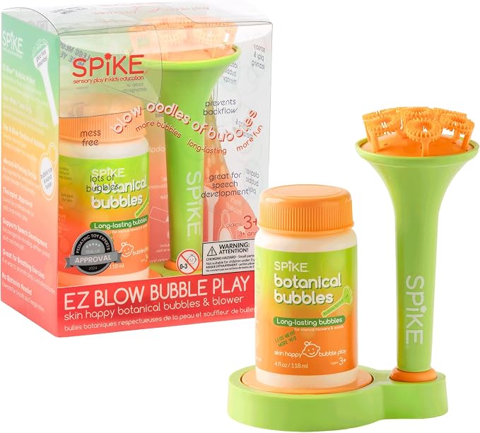 Innobaby Spike Long Lasting Outdoor Botanical Bubbles w/EZ Blow Wand &Tray