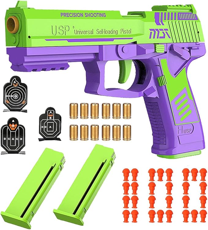 Dreamplay Shell Ejecting Toy Gun, Automatic Pull Back Action Shooting Games Education Model Toy for Kids Gifts