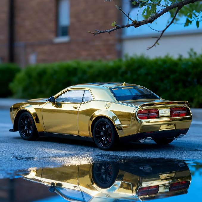 Car Toys for Boys 1/24 Diecast Cars Hellcat SRT Collectibles Model Kit,Pull Back Metal Toy Car with Lights and Sounds,Toy Cars for Boys Age 4-7(Gold)