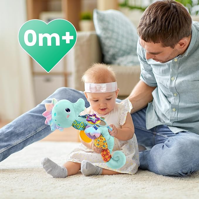 LIGHTDESIRE Baby Toys Sensory Musical Seahorse Infant Toys 0-6-12 Months | Stuffed Animals with Mirror|Crinkle|Rattle Baby Teething Toys Tummy Time for Newborn Boys Girls Shower Birthday Gifts