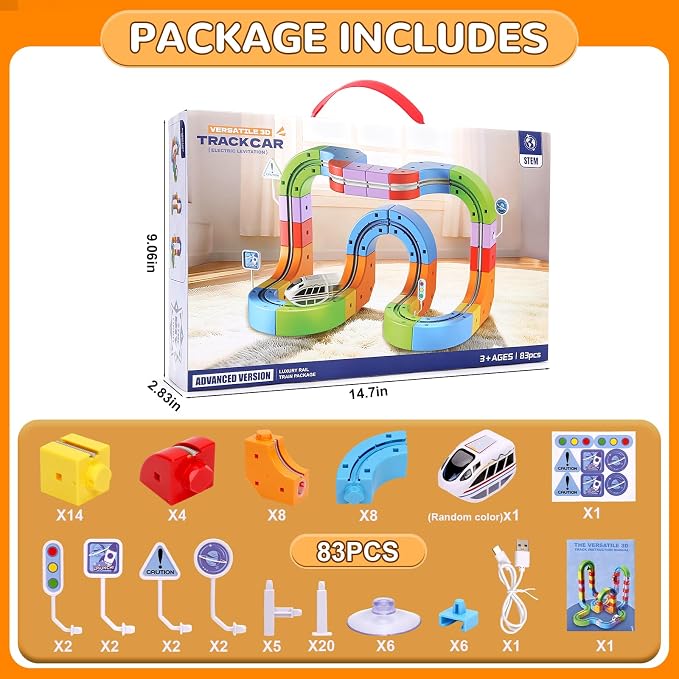 2026 New Infinity Racer 3D Train, 3D Stem Electric Train Set for Kids, DIY Assembled Track Vehicle, Create Lab Gravity Tracks, Educational Gift (Standard Edition)