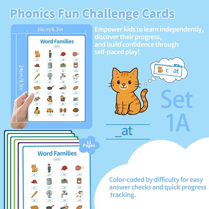 Word Family Build Book, Fun Phonics Flash Cards, 40 Read & Rhyme Flip Books, Learn to Read for Kids Ages 4-8, Educational Flash Cards for Kindergarten, Fun Sight Words & Phonics Games