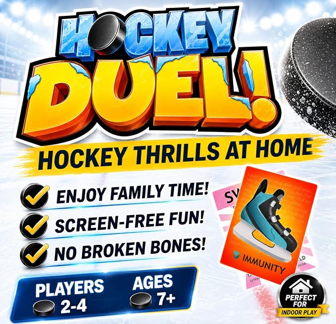 Hockey DUELl! Card Game β Fast-Paced Puzzle & Strategy Game for Kids, Teens & Adults | 2β4 Players or Team Play | Ages 7+ | Youth Ice Hockey to NHL-Inspired Sports Family Game Night Fun.