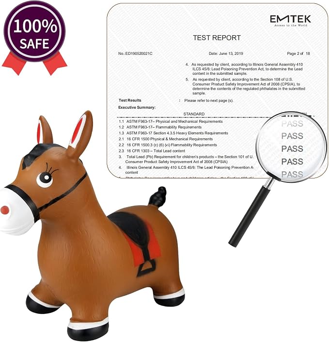 INPANY Bouncy Horse Hopper Toys, Toddlers Bouncing Farm Animals, Inflatable Jumping Hopping Horse, Ride on Rubber Bouncer for Kids, Outdoor Indoor Cool Birthday Gifts for 2 3 4 Year Old Girl Boy