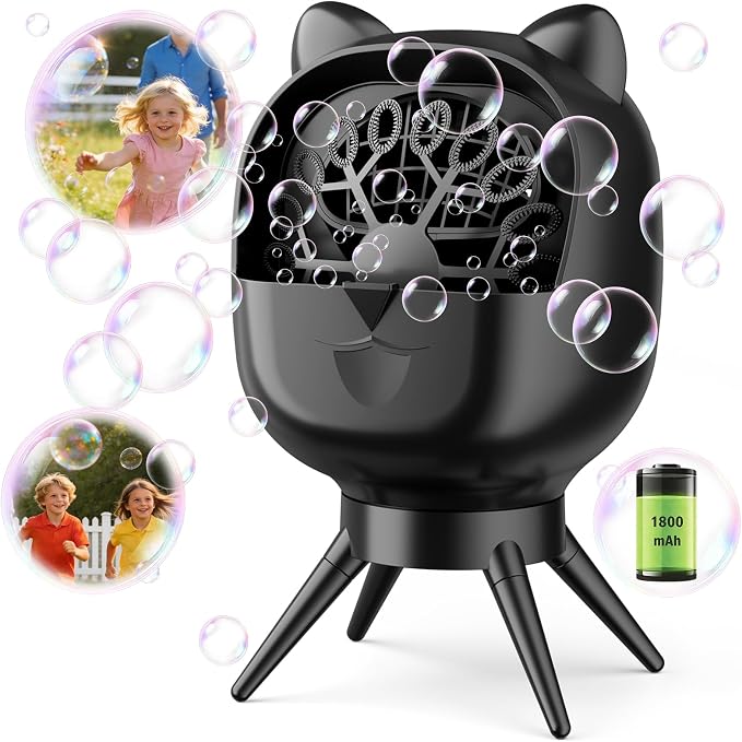 Bubble Machine for Kids,Automatic Rotation Bubble Maker 1800mAh Rechargeable Battery, 500ml Large Tank 2 Speed Control Type-C Charge Bubble Toys for for Kids, Weddings, Birthday Parties