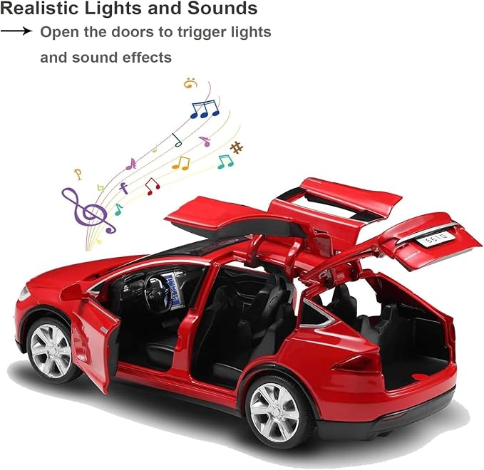 1/32 Model x Metal Die Casting Toy Car for 3 to 12 Year Old Boy Pull Back Car Toy with Sound and Lights (Black)