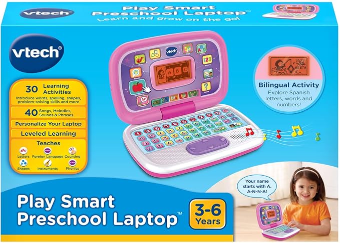 VTech Play Smart Preschool Laptop, Pink