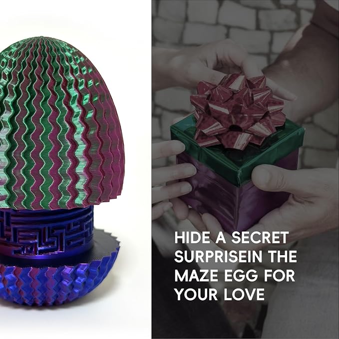 Money Puzzle Box for Cash Gift Card Holder - Reusable Secret Safe with 4 Unique Maze Egg Designs, 3D Printed Brain Teaser Game for Teens Adults, Easter Birthday Christmas Stocking Stuffer