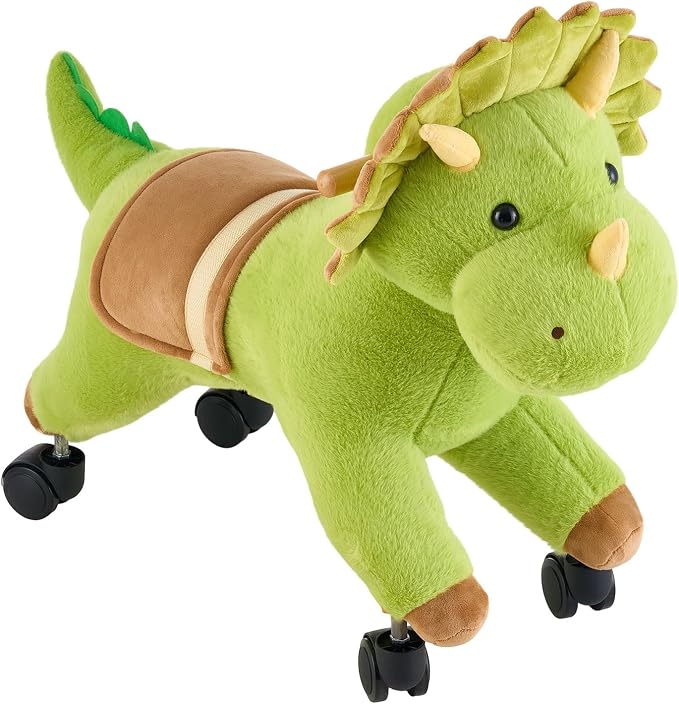 VEVOR Ride On Horse, Riding Dinosaur Toys for Kids, Features Lifelike Dinosaur Roars, No Battery Required, 360-Degree Flexible Smooth Wheels, Soft Seat, 88 lbs Max Load Capacity for Toddlers Ages 3+