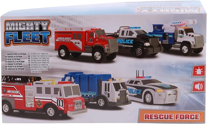 Mighty Fleet Rescue Force 12" Police Pickup Truck Toy with Realistic Lights & Sounds, Durable Construction and Batteries Included, Ages 3+