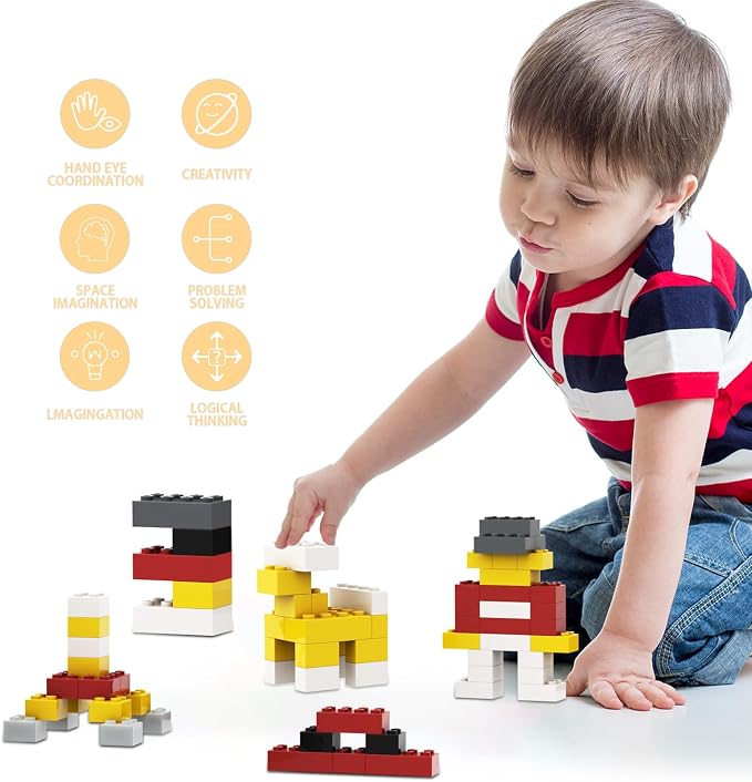 300 Pcs Classic Building Bricks, Black Bulk Bricks,Compatible with Lego and Major Brands Parts and Pieces, Creative Building Block Toys for Boys Girls Ages 6 7 8 9 10 Year Old