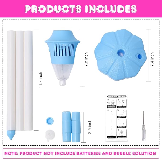 AIERSA Bubble Machine Automatic,Height 47 Inches Vertical Bubble Machine for Parties, Outdoor Battery Bubble Maker with Lights,Bubble Blower Machine for Wedding Kids Toddlers Birthday Party