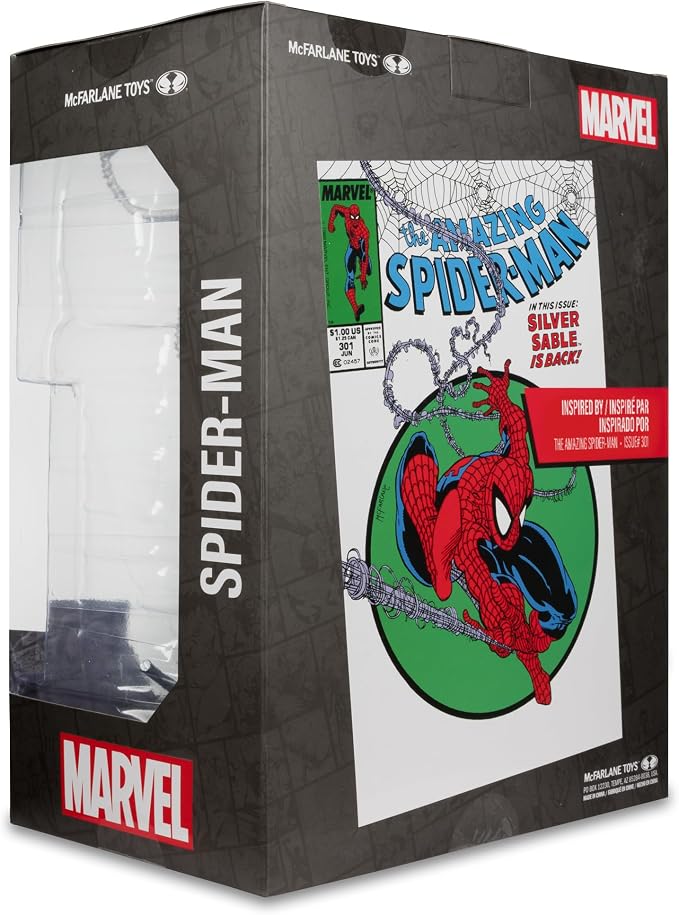 McFarlane Toys - Marvel Spider-Man 1:6th Scale Posed Figure with Scene & Comic (Based on The Amazing Spider-Man #301)